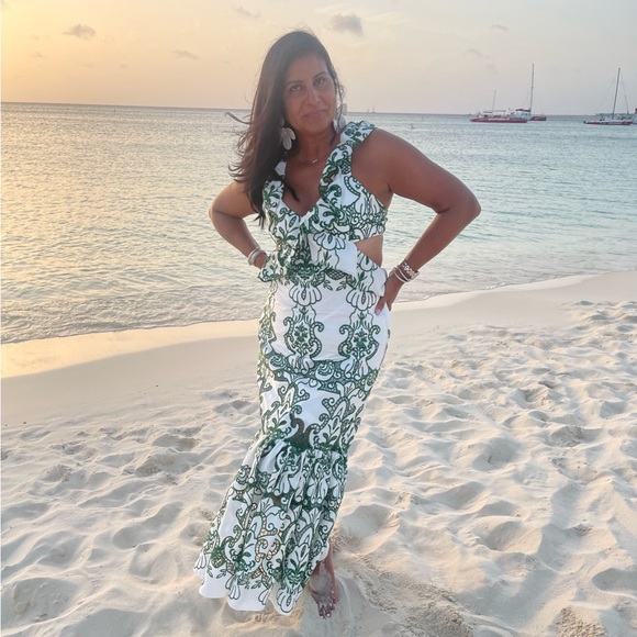 Zara limited edition embroidered green and white dress - Picture 8 of 9